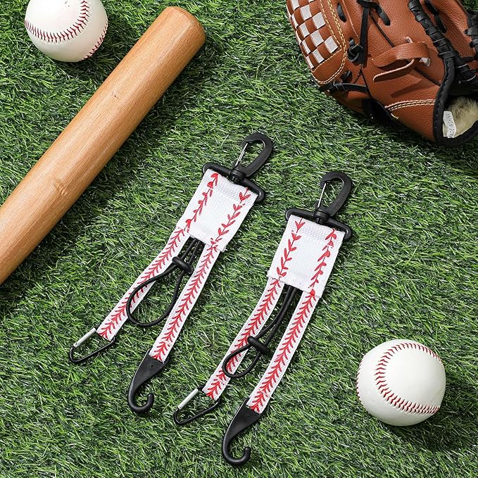 Deekin 10 Pcs Baseball Softball Gear Hanger 3 in 1 Dugout Organizer Bat Holder with Glove Clip and Helmet Hook for Fence Bag Water Bottle Hiking Camping (Baseball)