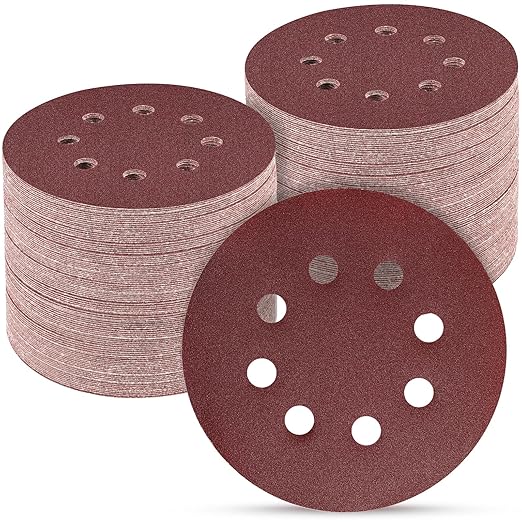 100 PCS 5 Inch Sanding Discs 320 Grit, Round Hook and Loop Sandpaper by POTUINOM