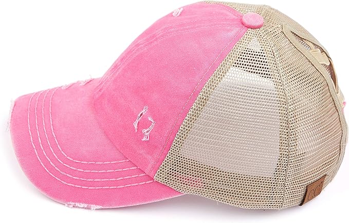 C.C Ponycap Messy High Bun Ponytail Adjustable Glitter Mesh Trucker Baseball Cap