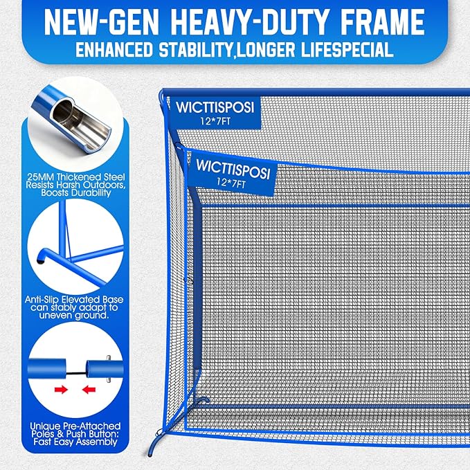 Golf Hitting Net with Extra Striking Net, 10x7ft/7x7ft Heavy Duty Golf Practice Nets for Golfers Backyard Driving Swing, Golf Impact Cage Metal Frame with Storage Bag&Elevated Base, Indoor Outdoor Use