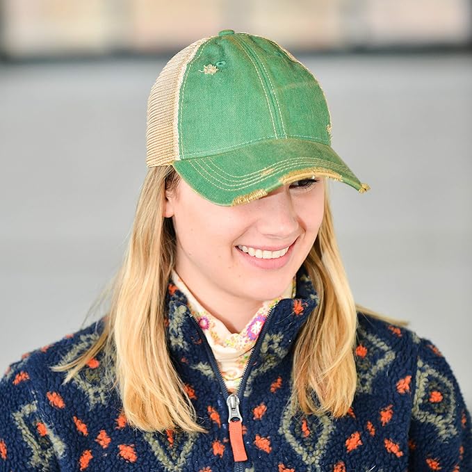 Vintage Distressed Baseball Cap – Unstructured Fit Adjustable Snapback Hat for Men & Women