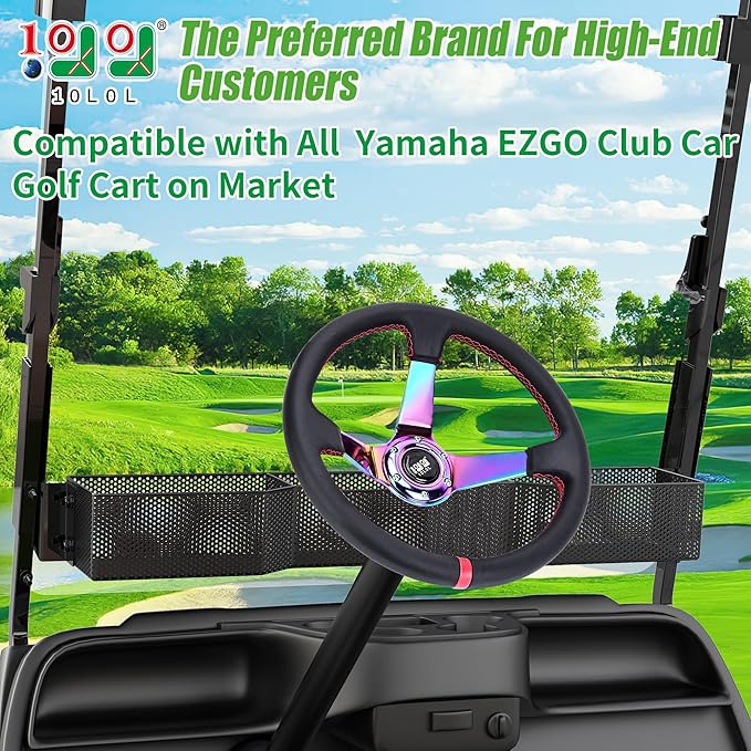 10L0L Golf Cart Steering Wheel, Universal Design Fit for Yamaha, EZGO RXV & TXT, Club Car DS, Club Car Precedent Tempo, Most Golf Cart (Color Coal Black)