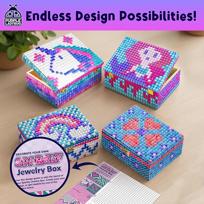 PURPLE LADYBUG Sparkly DIY Wooden Jewelry Box Craft - Image 4