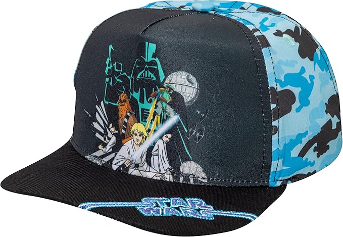Star Wars Classic Embroidered Logo Flatbrim Baseball Cap Hat, Boys Youth