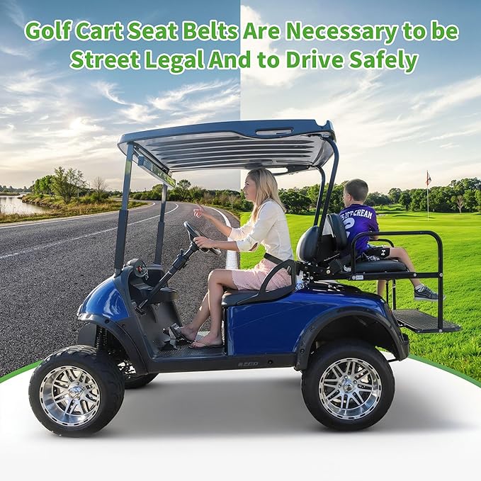 10L0L Universal Retractable Golf Cart Seat Belt Kit with Bracket for Yamaha EZGO,Club Car DS Precedent,Front and Rear Seats Golf Cart Seat Belts
