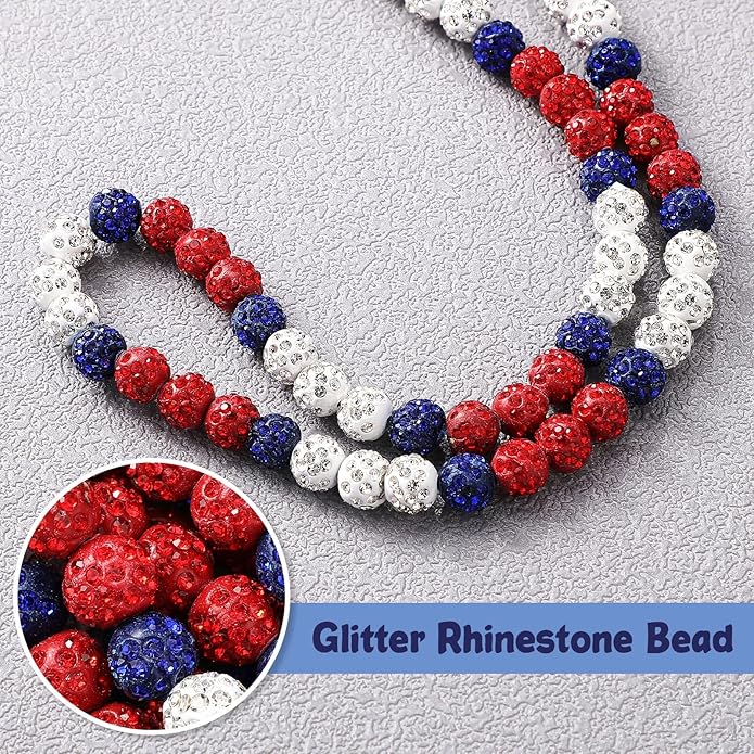 Landical 12 Pcs Bling Baseball Necklace Ice Beaded Baseball Necklace Cool Gifts Bulk for Team Players Lovers Fans