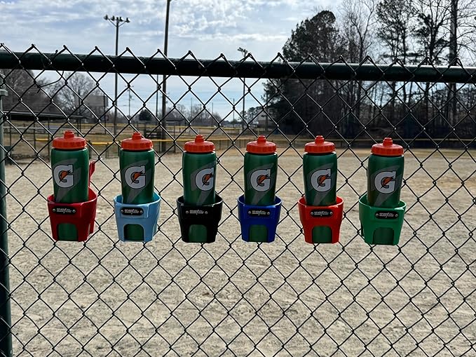 Fence Cup Holder | Drink Holder for Chain Link Fence | Fits Stanley, Yeti & Gatorade | Baseball Dugout, Softball, Pickleball & Tennis | Made in USA | The Fence Buddy (Gray)