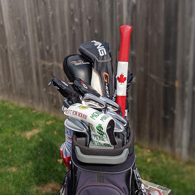 Foretra Driver Headcover Golf Club Covers Blade Mallet Putter Cover Alignment Stick Holder Hybrid Fairway Wood Head Cover Canada Flag Style Novelty Golf Accessories for Most Brands