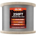 Stainless Steel Cable for Railing - 250FT 1/4" T316 Wire Rope - 7 x 19 Strands by CELYND
