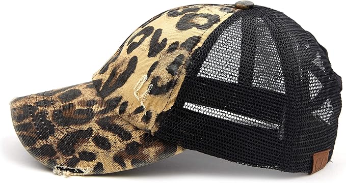 C.C Ponycap Messy High Bun Ponytail Adjustable Glitter Mesh Trucker Baseball Cap