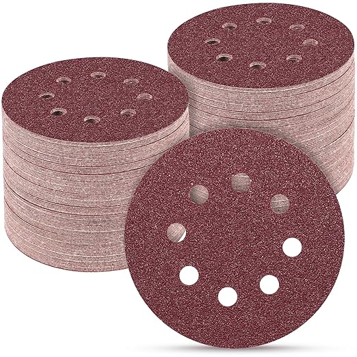 100 PCS 5 Inch Sanding Discs 40 Grit, Round Hook and Loop Sandpaper by POTUINOM