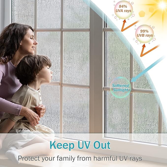 VELIMAX Rain Glass Window Film Privacy Static Window Clings Decorative Glass - Image 3