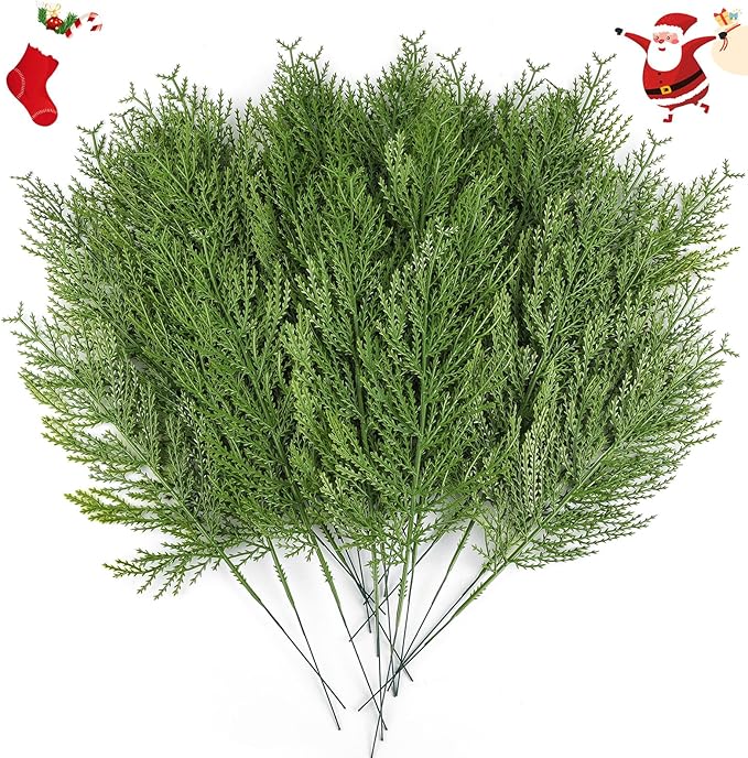 Hananona 40 Pcs Artificial Cedar Picks Faux Cedar Branches Fake Cypress Stems by HANANONA