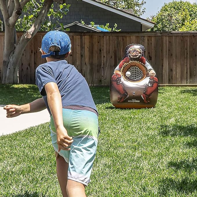 GoSports Inflataman Baseball Toss Challenge - Inflatable Catcher Strike Zone Pitching Game