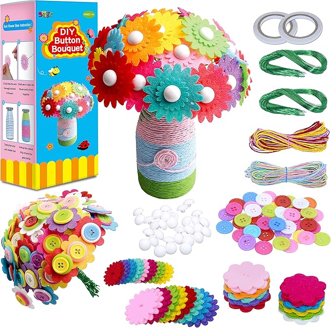 SpriteGru Flower Craft Kit for Kids, Make Your Own Flower Bouquet by SpriteGru