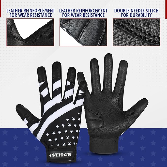 USA Flag Baseball Batting Gloves & Softball Glove American Flag Batting Gloves Youth Kids Baseball Batting Glove Youth Men Adult & Unisex