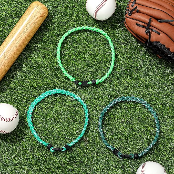 Junkin Baseball Necklaces Three Braided Rope Titanium Necklace for Fans Team Gifts Boys Men Player Softball Sports