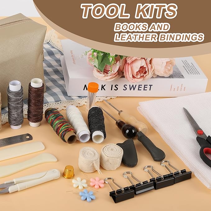 50 Pcs Book Binding Kits, with Bone Folder, Needles - Image 4