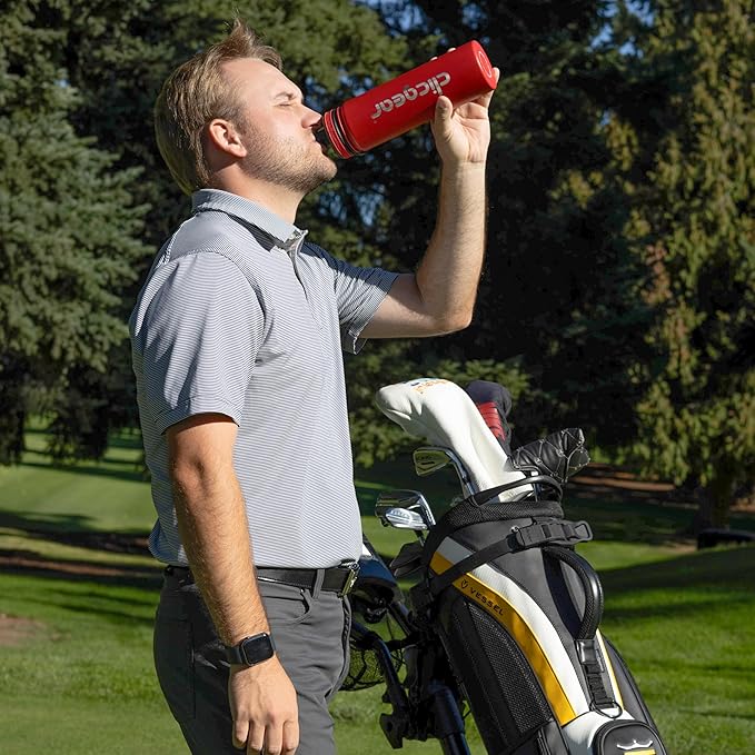 Clicgear Insulated Stainless Steel Golf Water Bottle – Fits Push Carts – 22 Ounce, Vacuum Sealed, Leak-Proof Sport Lid, 24hr Cold, BPA-Free