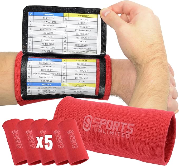 Sports Unlimited Youth Triple Wrist Coach, Football Wristbands for Plays, Baseball Wristbands, QB Arm Bands