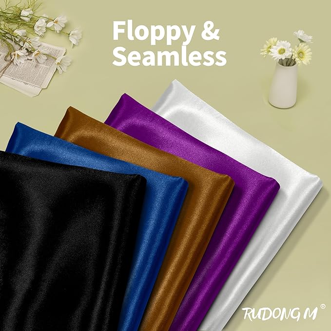 RUDONG M Black Satin Fabric by The Yard, 1 Yard x 60 Inch Wide Silky Charmeuse - Image 2