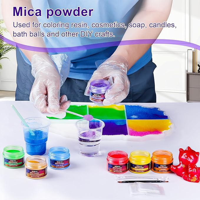 MTBJZJ Mica Powder for Resin, 15 Colors - 20g/Bottle of Epoxy Resin Color - Image 4
