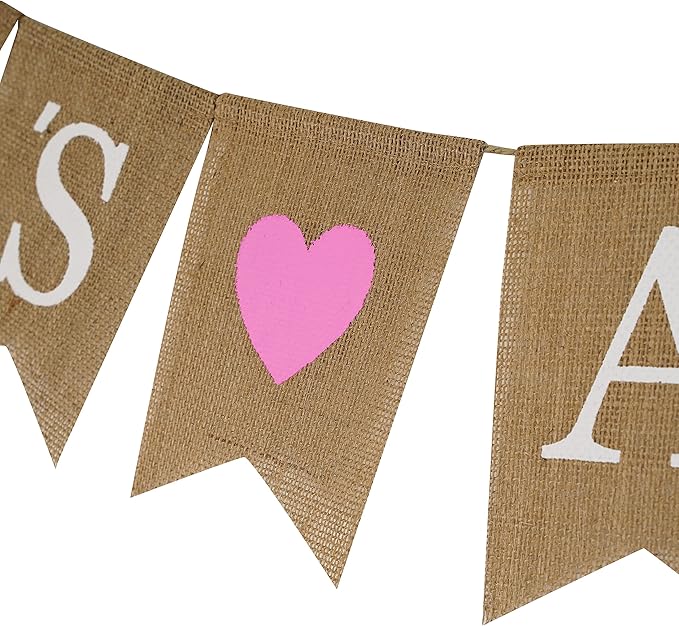 MEEDEE Burlap Banner Welcome Baby Girls Banner Rustic Baby Shower Party Favors - Image 3