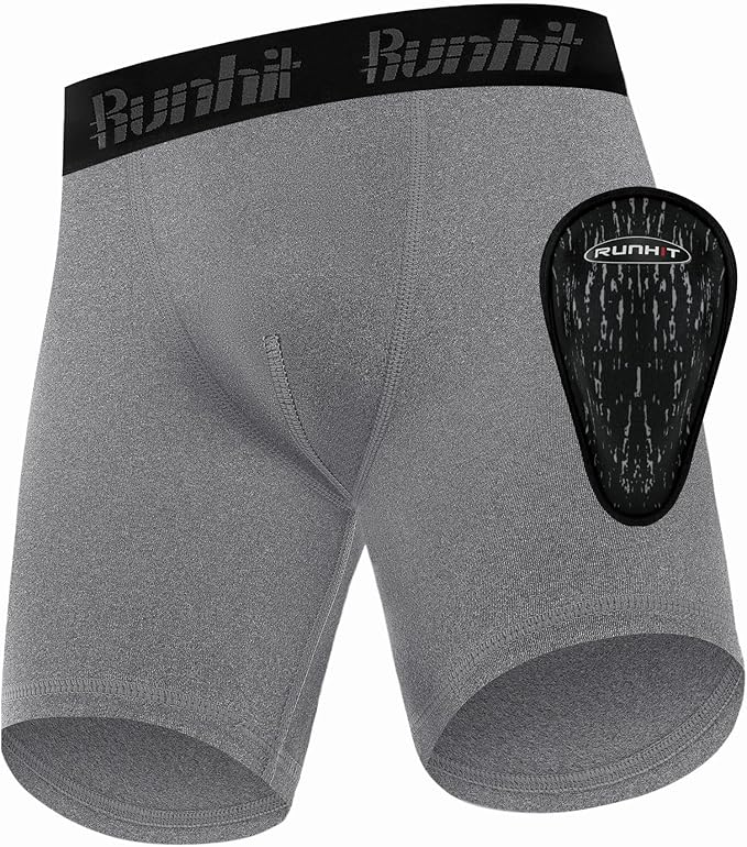 Runhit Boys Cup Underwear for Baseball Football, Youth Compression Shorts with Soft Protective Athletic Cup Boxer Brief