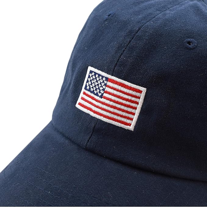 USA Flag & Embroidery Premium 100% Cotton Low Profile Adjustable Baseball Dad Cap