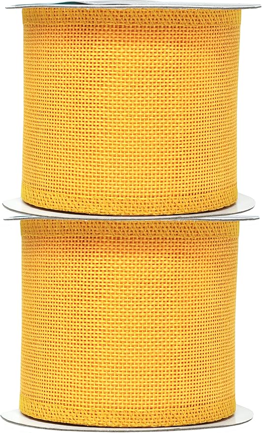 Mandala Crafts Yellow Burlap Ribbon 3 Inches Wide Jute Ribbons - Image 2
