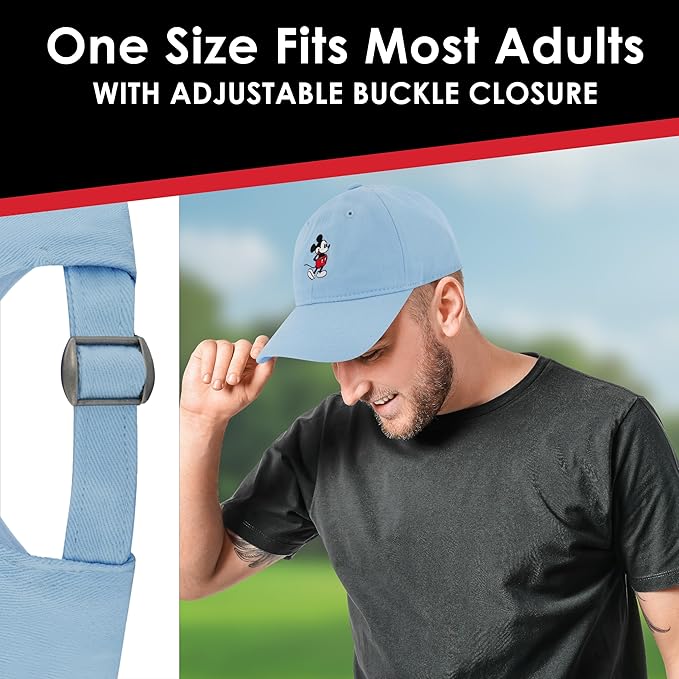 Disney Mickey Mouse Embroidered Cotton Adjustable Dad Hat with Curved Brim
