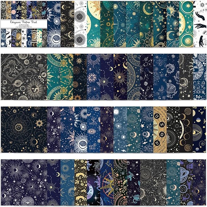 Origami Paper Kit 50 Sheets 70GSM 6 Inch Square Double Sided Color 50 Vivid by Bestartsuppliesforyou