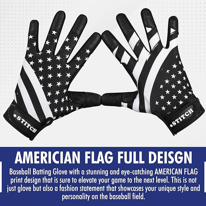 USA Flag Baseball Batting Gloves & Softball Glove American Flag Batting Gloves Youth Kids Baseball Batting Glove Youth Men Adult & Unisex