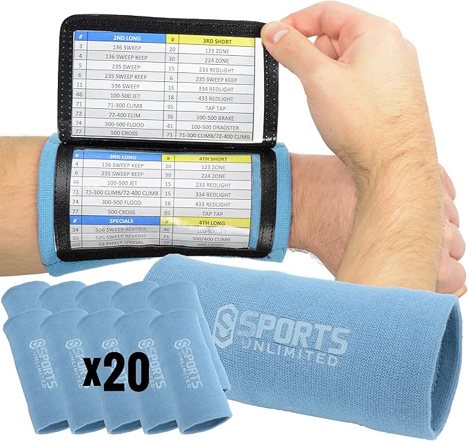 Sports Unlimited Adult Triple Wrist Coach, Football Wristbands for Plays, Baseball Wristbands, QB Arm Bands