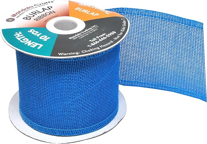 Sky Blue Burlap Ribbon 3 Inch 2 Rolls 20 Yards Unwired Rustic Jute Ribbon - Image 4