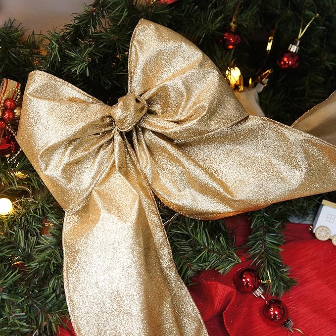 CT CRAFT LLC Glitter Wired Ribbon 6" x 10 Yards Light Gold - Image 6