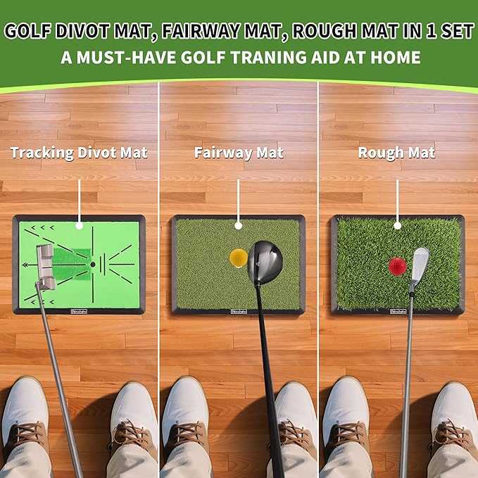 Golf Hitting Mat, Swing Path Feedback Golf Training Mat, 16"x12" Extra Replaceable Practice Mat, Indoor Outdoor Golf Swing Detection Mat, Ideal Golf Gifts for Men & Women Home Backyard Use