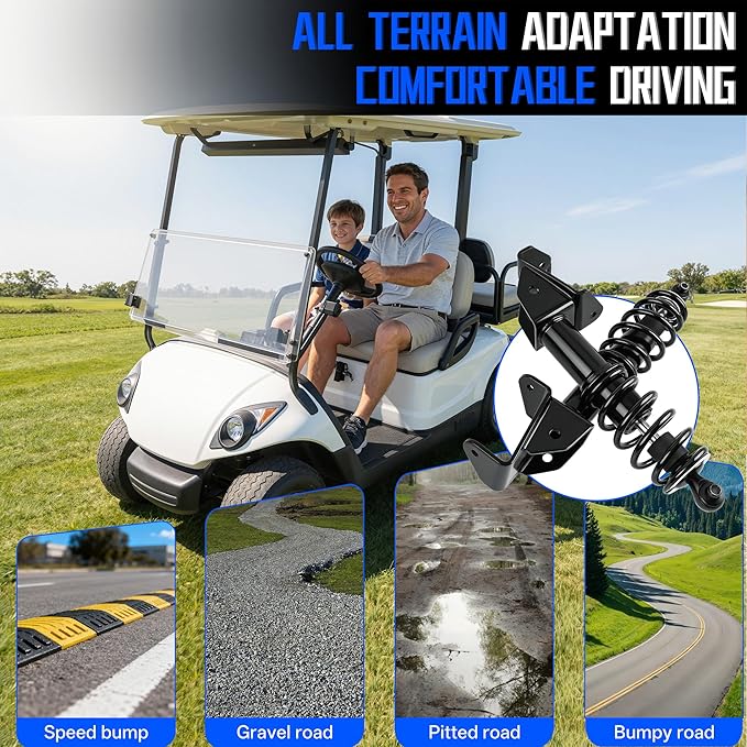 Golf Cart Front Shock Absorbers Fit Yamaha G29/Drive 2007-2016 Gas and Electric Models, Replace OEM# JW2-F3390-00 JW2-F3350-00, 2PCS (1 Passenger and 1 Driver Side)