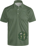 HUURAY Funny Golf Polos for Men Funny Print Short Sleeve Shirts Quick Dry Polo Shirts Hawaiian Shirt Performance Golf Outfits
