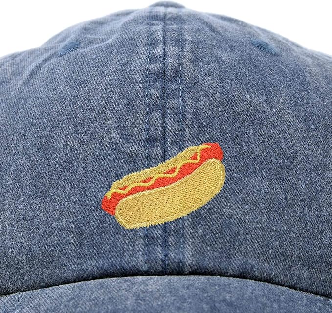 DALIX Hot Dog Hat Embroidered Mens Womens Baseball Cap