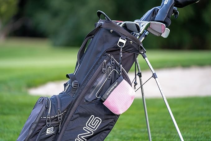 Club Scrub Golf Club and Golf Ball Cleaning Bag, Waterproof Clean Face Technology Liner, Detachable Clip, Machine Washable, Cleans Club Grooves, Dry Exterior (Neoprene or Microfiber Option Available)