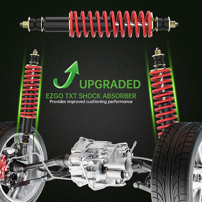 10L0L Heavy Duty Coil Springs Golf Cart Front/Rear Shock Absorber Kit for EZGO TXT, Medalist 1994-up Gas or Electric, OEM# 70928-G01 70630-G01 76418-G01 70248-G01 70324-G01 76419-G01 (Red)