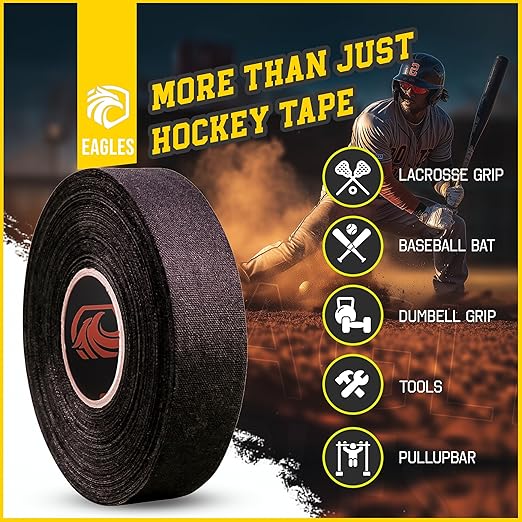 EAGLES Hockey Tape Multipurpose Cloth Tape Roll for Lacrosse Baseball & Softball Bats, Rackets, Pullup Bars, Gardening Tools, Easy Tear Over Grip - Multi Sport Handle Tape - Sports Gift (Orange)