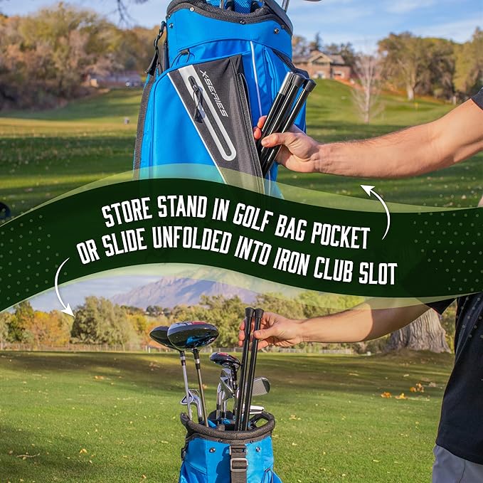 Golf Bag Stand Attachment Foldable Legs Only | Portable Attachable Stand | Legs Only | Golf Gifts for Mens Golfer Accessories | Preventing Cart Bag Falls & Club Damage