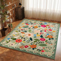 Rugcomf Area Rug 4x6 Rug Washable Boho Rugs Non Slip Low Pile Floral Small by Rugcomf