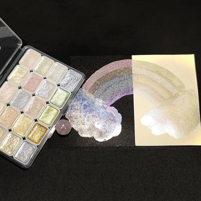 Mini Glitter Watercolor Paint Set, 20 Colors Shimmer Metallic Watercolour - Image 5