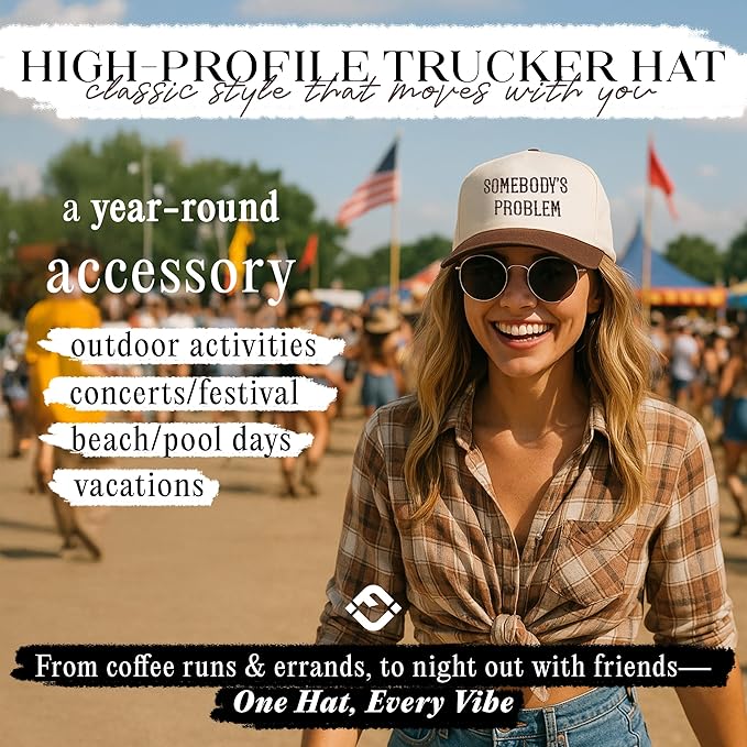 Funky Junque Trucker Hat Women Men 2-Tone Baseball Cap – Vintage Western Style Embroidered Snapback, Premium Cotton Blend