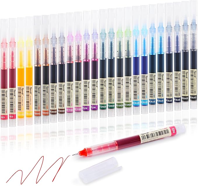 RIANCY Liquid Ink Rollerball Gel Pens, 0.5mm Extra Fine Point Tip, 24ct by RIANCY