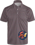HUURAY Funny Golf Polos for Men Funny Print Short Sleeve Shirts Quick Dry Polo Shirts Hawaiian Shirt Performance Golf Outfits