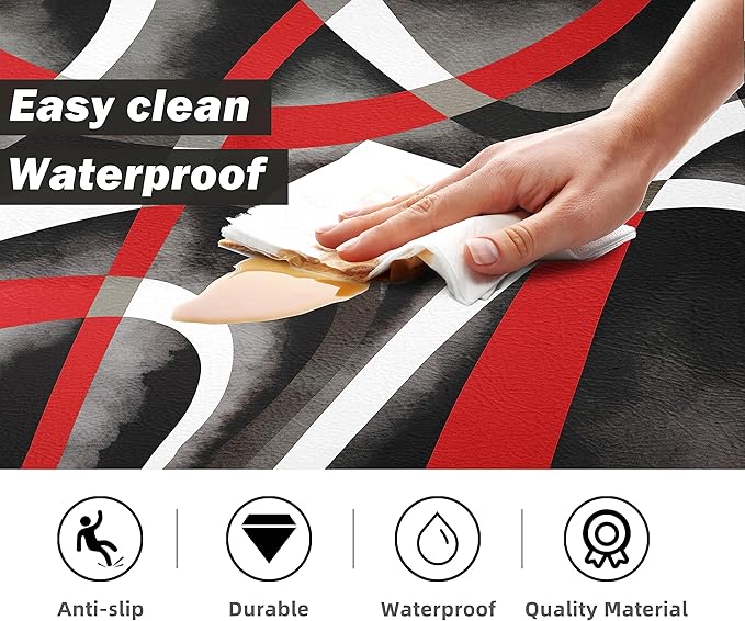 Kitchen Mats for Floor red Kitchen Rugs Modern Abstract Circle Anti Fatigue - Image 6